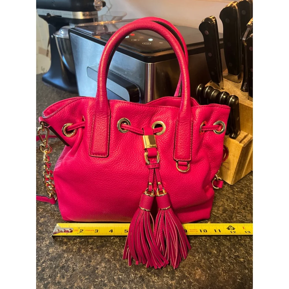 Michael Kors Camden Medium Leather Drawstring Satchel Bag - Picture 13 of 13